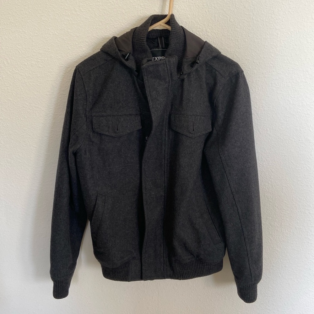 Express Mens Grey Wool Jacket. Size Medium